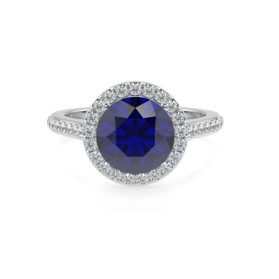 Ring with Diamonds of 0.30 ct and Sapphire of 0.54 ct