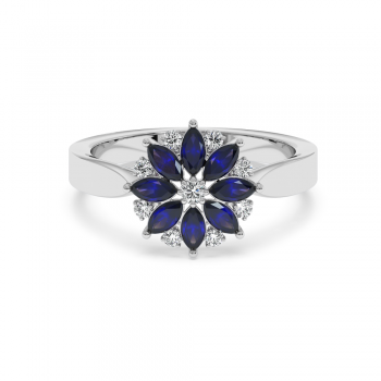 Ring with 0.12 ct diamonds and 0.64 ct sapphires
