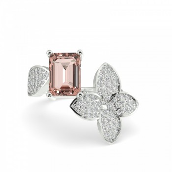 Ring with 0.42 ct Diamonds and 2.01 ct Smoky Quartz