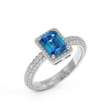 Ring with 0.43 ct Diamonds and 2.87 ct Blue Topaz