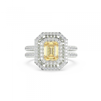 Ring with diamonds of 0.53 ct and yellow sapphire of 1.76 ct