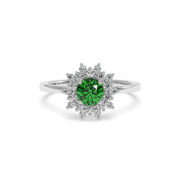Ring with Diamonds of 0.60 ct and Emerald of 0.51 ct