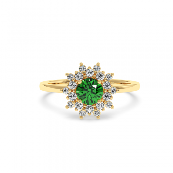 Ring with Diamonds of 0.60 ct and Emerald of 0.51 ct
