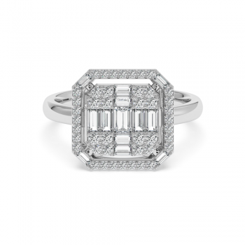 Ring with 0.30 ct Round Diamonds and 0.28 ct Baget Diamonds