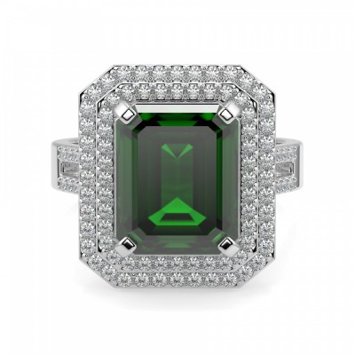 Ring with Diamonds of 0.67 ct. and Green Citrine of 3.72 ct