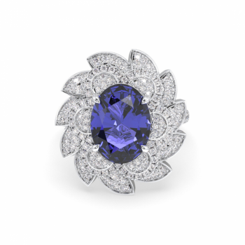 Ring with diamonds of 0.97 ct and Tanzanite of 5.32 ct