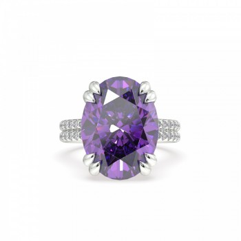 Ring with Diamonds of 0.86 ct and Amethyst of 11.22 ct