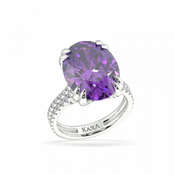 Ring with Diamonds of 0.86 ct and Amethyst of 11.22 ct