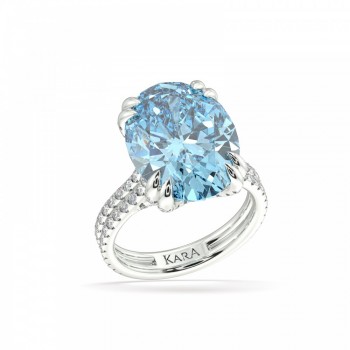 Ring with Diamonds of 0.86 ct and Aquamarine of 11.22 ct