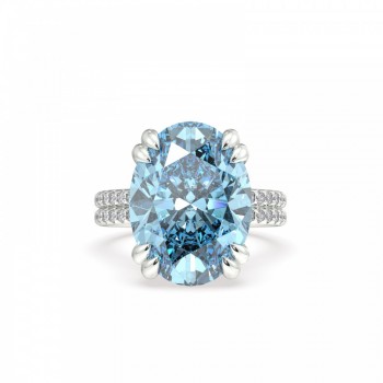 Ring with Diamonds of 0.86 ct and Aquamarine of 11.22 ct