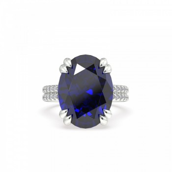 Ring with 0.86 ct. diamonds and 11.22 ct. Blue Quartz