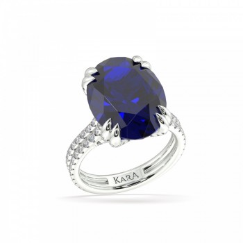 Ring with 0.86 ct. diamonds and 11.22 ct. Blue Quartz