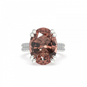 Ring with Diamonds of 0.86 ct and Smoky Quartz of 11.22 ct