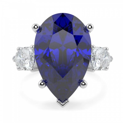 Ring with 1.17 ct Diamonds, 1.01 ct Princess Diamonds and 6.24 ct Tanzanite