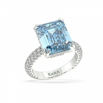 Ring with Diamonds of 0.94 ct and Aquamarine of 4.85 ct