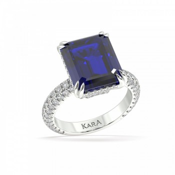 Ring with 0.94 ct. diamonds and 4.85 ct. Blue Quartz
