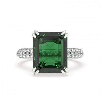 Ring with Diamonds of 0.94 ct. and Green Citrine of 4.85 ct