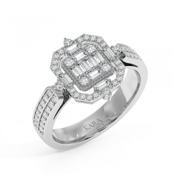 Ring with 0.24 ct Baget Diamonds and 0.33 ct round diamonds