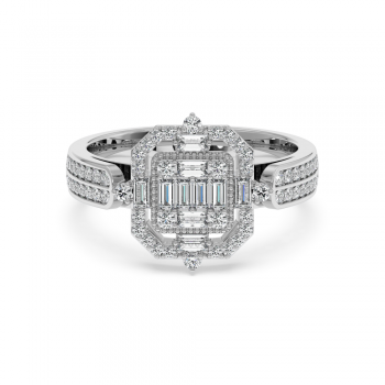 Ring with 0.24 ct Baget Diamonds and 0.33 ct round diamonds