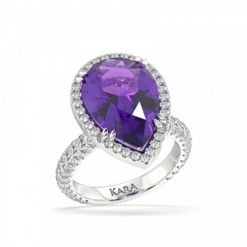 Ring with 1.33 ct Diamonds and 7 ct Amethyst