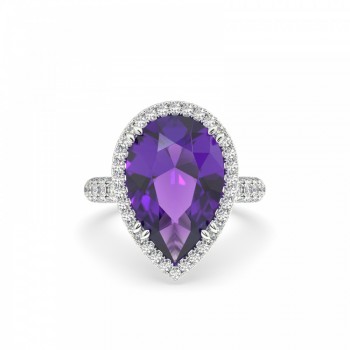 Ring with 1.33 ct Diamonds and 7 ct Amethyst
