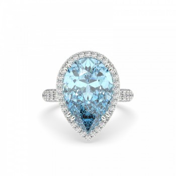 Ring with 1.33 ct Diamonds and 7 ct Aquamarine