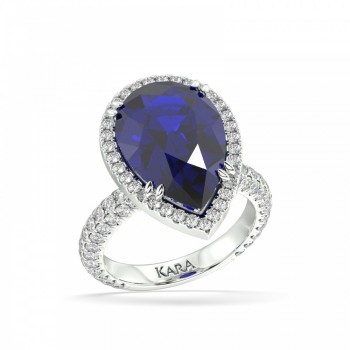 Ring with 1.33 ct. diamonds and 7 ct. Blue Quartz