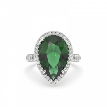 Ring with 1.33 ct. Diamonds and 7 ct. Green Citrine