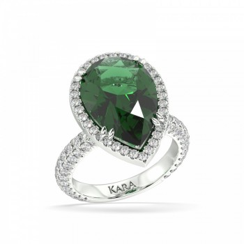 Ring with 1.33 ct. Diamonds and 7 ct. Green Citrine