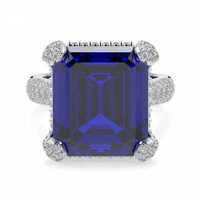Ring with 1.49 ct diamonds and 12.42 ct Tanzanite