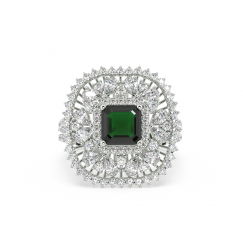 Ring with 1.62 ct. Diamonds and 1.56 ct. Emerald