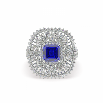 Ring with 1.62 ct diamonds and 1.56 ct Tanzanite