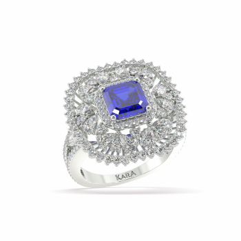 Ring with 1.62 ct diamonds and 1.56 ct Tanzanite