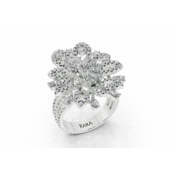 1.09ct Pear Cut diamond ring with 0.65ct round diamonds