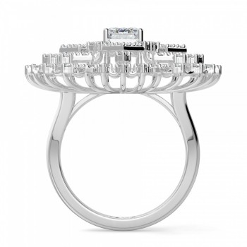 Ring with 1.02ct Emerald Cut center diamond and 1.05ct round diamonds 