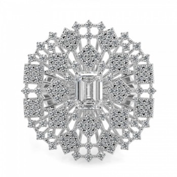 Ring with 1.02ct Emerald Cut center diamond and 1.05ct round diamonds 