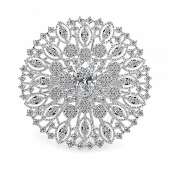 Ring with 1.03ct oval diamond and 1.05ct round diamonds