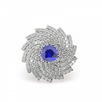 Ring with 2.20 ct Diamonds and 1.57 ct Tanzanite