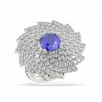 Ring with 2.20 ct Diamonds and 1.57 ct Tanzanite