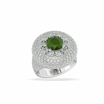 Ring with 2.67 ct Diamonds and 1.10 ct Emerald