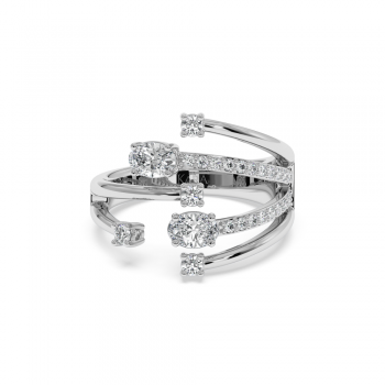 Ring with oval diamonds of 0.48 ct and round diamonds of 0.37 ct