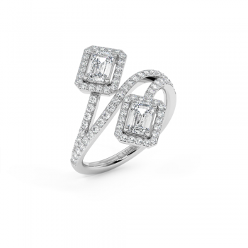 Ring with 0.92ct Emerald Cut Diamonds and 0.49ct Round Diamonds