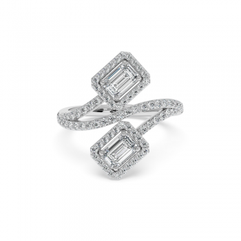 Ring with 0.92ct Emerald Cut Diamonds and 0.49ct Round Diamonds