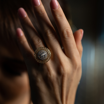 Ring with 0.32 ct Baget Diamonds and 0.25 ct round diamonds