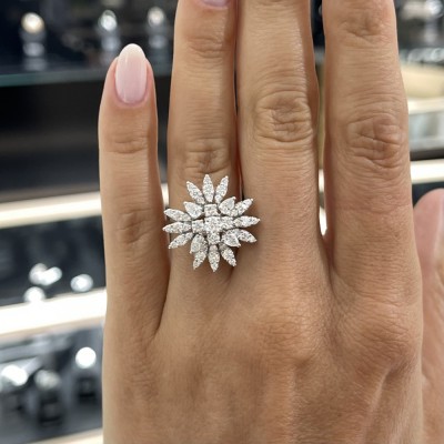 Ring with 0.53 ct Pear diamonds and 1.23 ct round diamonds