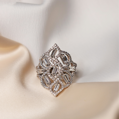 Ring with 1.38 ct Baget Diamonds and 0.74 ct round diamonds