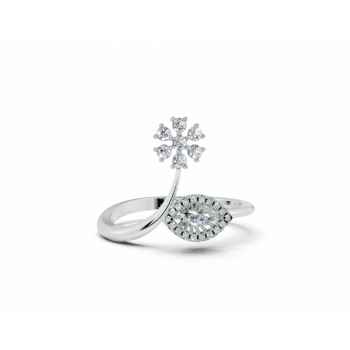 Ring with 0.02ct Marquise Cut diamonds and 0.15ct round diamonds