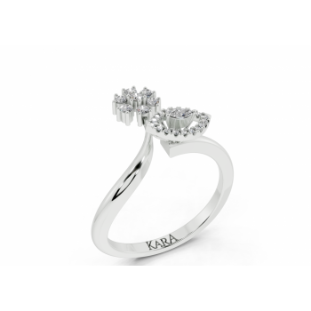 Ring with 0.02ct Marquise Cut diamonds and 0.15ct round diamonds
