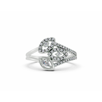 Ring with 0.02ct Marquise Cut diamonds and 0.18ct round diamonds