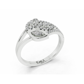 Ring with 0.02ct Marquise Cut diamonds and 0.18ct round diamonds